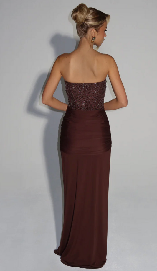 Carina Maxi Dress - Plum Brown