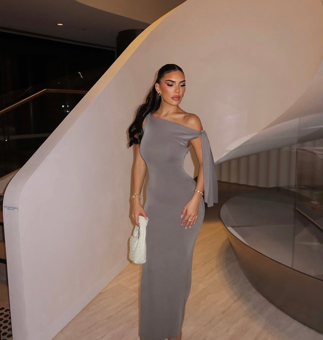 Sueded Stretch Knotted Maxi Dress