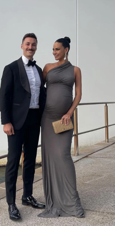 Draped one-shoulder jersey gown